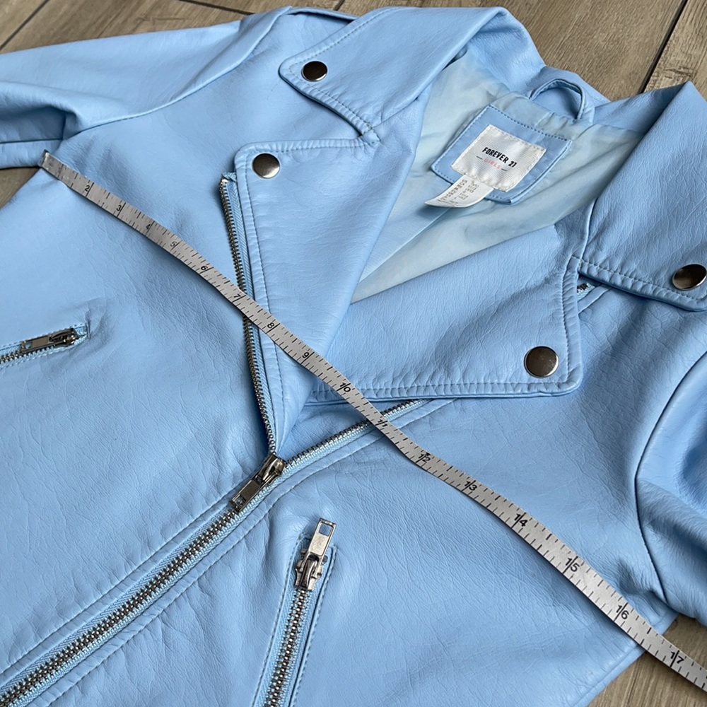 Forever 21 Girl Light Blue Faux Jacket Size 11/12 - Picture 13 of 16
